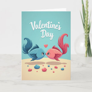 Teal Fish Valentine Love Card