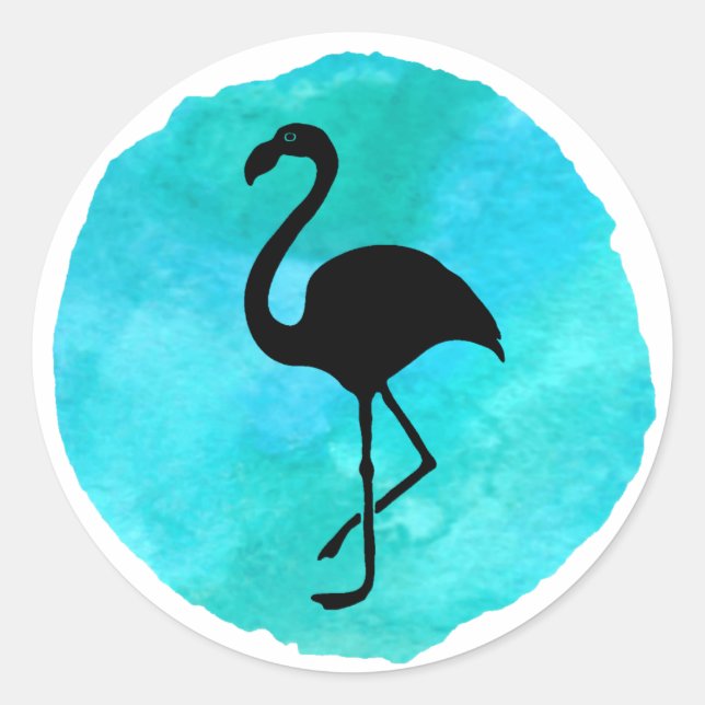 Teal Flamingo Classic Round Sticker (Front)