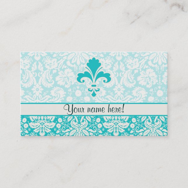 Teal Fleur de lis Business Card (Front)