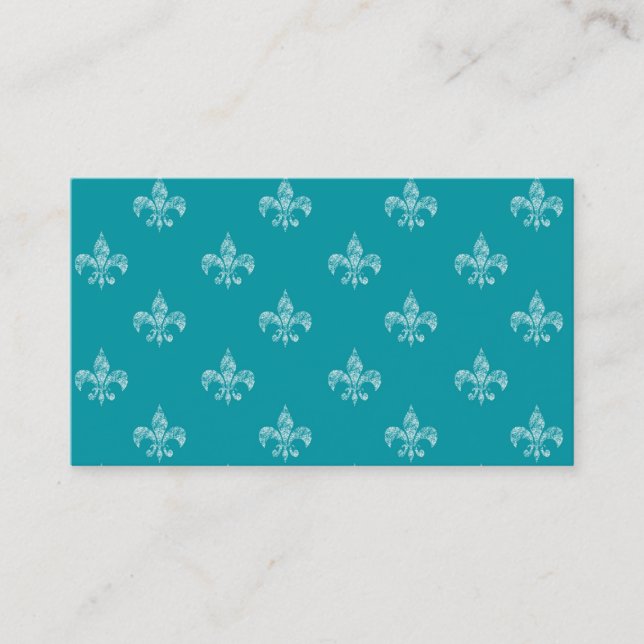 Teal Fleur de Lis Business Card (Front)