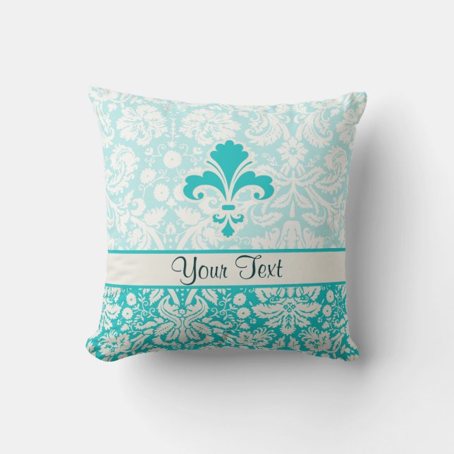 Teal Fleur de lis Cushion (Front)