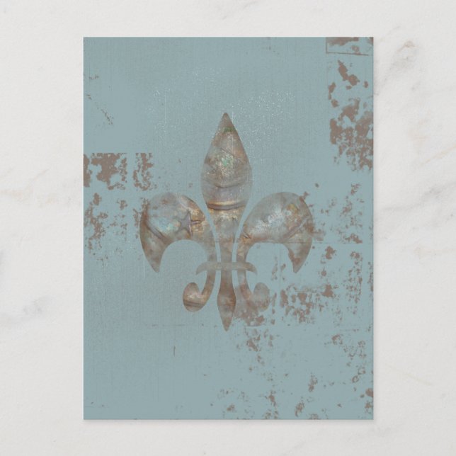 Teal Fleur De lis Postcard (Front)