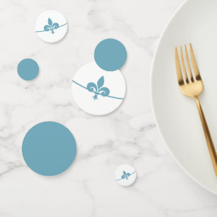 Teal Fleur de Lis Wedding Shower Table Confetti