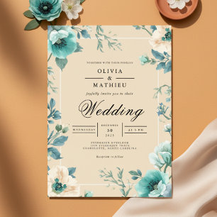 Teal Floral Archway Enchantment Wedding Invitation