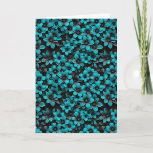 Teal Floral Birthday Card