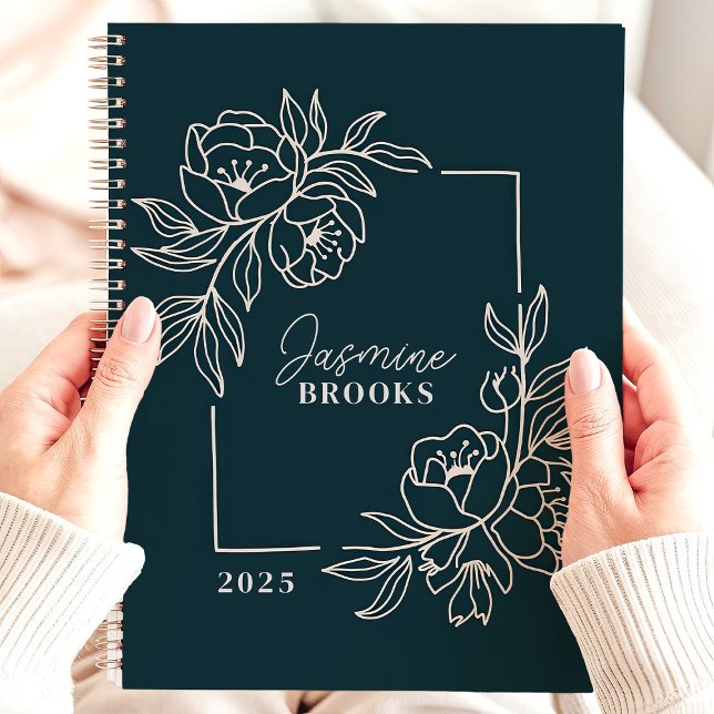 Teal Floral Border 2025 Custom Name Planner (Creator Uploaded)