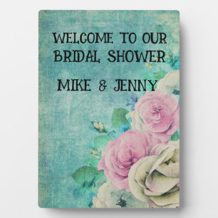 TEAL FLORAL BRIDAL SHOWER WELCOME SIGN PLAQUE