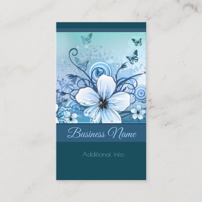 Teal Floral Business Card 2 (Front)