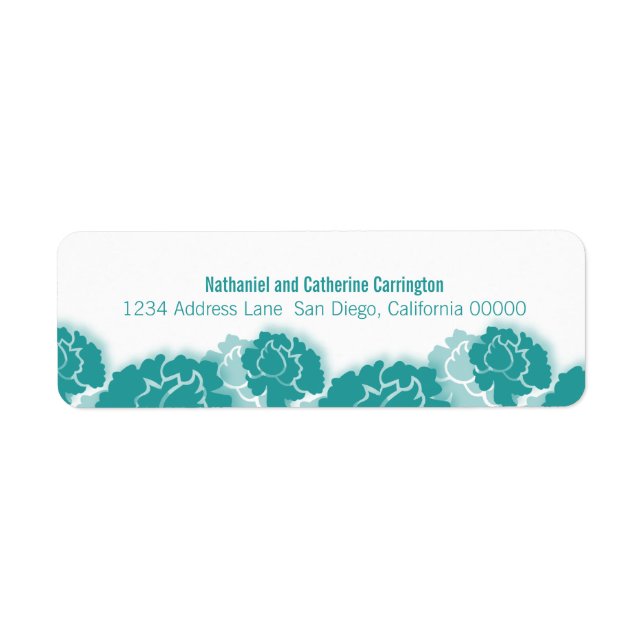 Teal Floral Decadence Return Address Labels (Front)