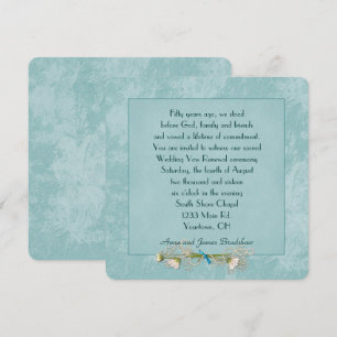 Teal Floral Embossed Wedding Vow Renewal Invitation