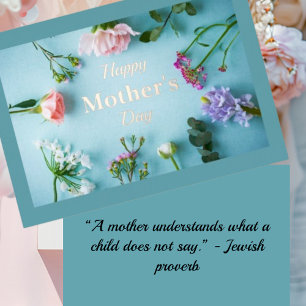 Teal Floral Foil Mother's Day Greeting Card