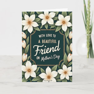 Teal Floral Friend Mothers Day Card