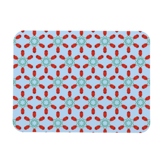  teal floral motifs geometrical pattern design  magnet (Horizontal)