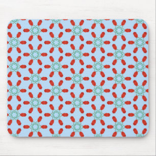 teal floral motifs geometrical pattern design mouse pad
