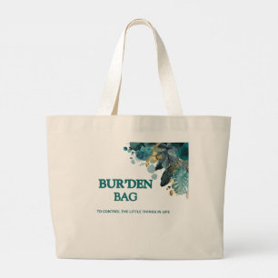 TEAL FLORAL NATURAL COTTON JUMBO WOMEN'S BUR'DEN LARGE TOTE BAG