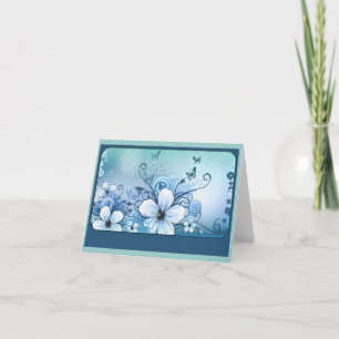 Teal Floral Note Card