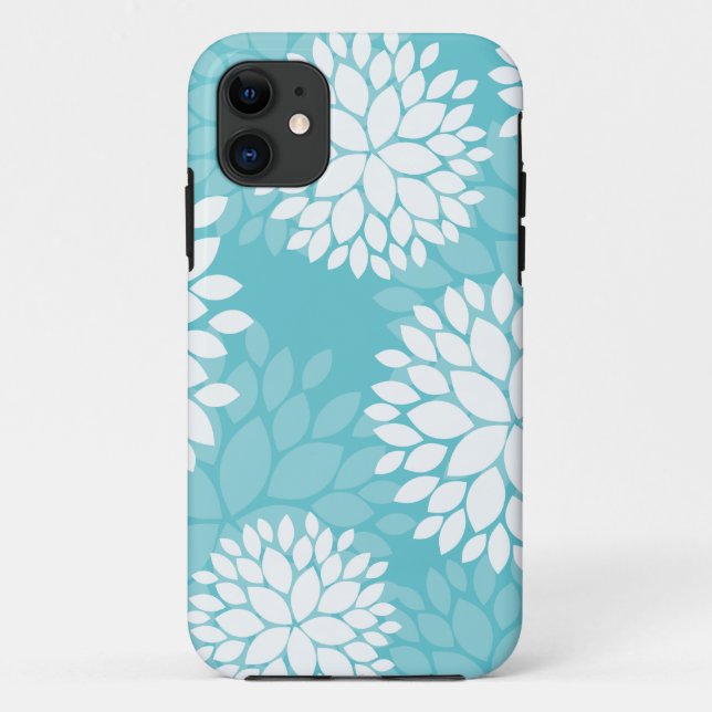 Teal Floral Pattern Cases (Back)