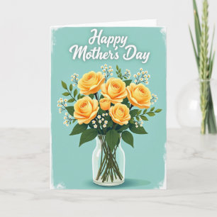Teal Floral Roses Pattern Card