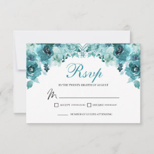 Teal Floral RSVP Enclosure Card