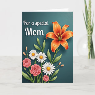 Teal Floral Special Mum Card