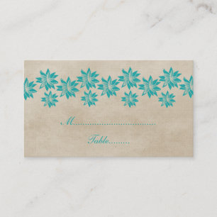 Teal Floral Vintage Wedding Place Card