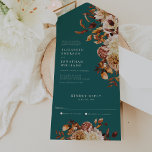 Teal Floral Wedding All In One Invitation<br><div class="desc">Teal Floral Wedding All in One Invitation. Simplify your wedding stationery with this all-in-one invitation and RSVP card, combining convenience with a touch of seasonal charm. Folded into a cohesive format, this design features rich teal tones and hand-painted fall florals—burnt orange and terracotta leaves, beige dahlias, and copper-hued roses—on both...</div>