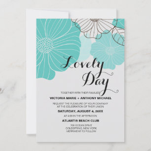 Teal Floral Wedding Invitations