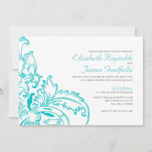 Teal Flourish Wedding Invitations