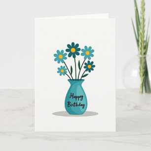 Teal Flower Birthday Card
