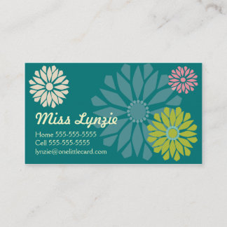 Teal Flower Power Business Cards
