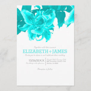 Teal Flower Wedding Invitations
