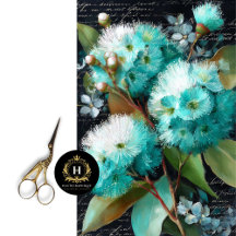 Teal Flowering Gumnut Decoupage