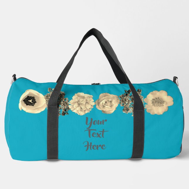 Teal Flowers Print Cut Sew Bag (Front)