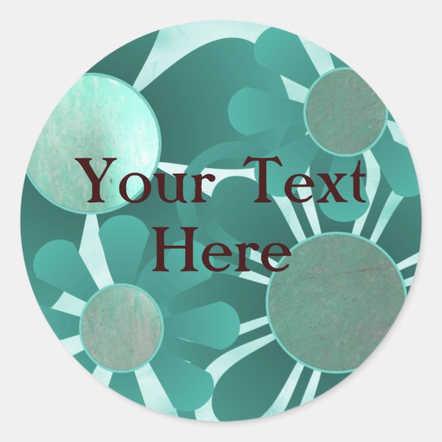 Teal Flowers Stickers (Front)