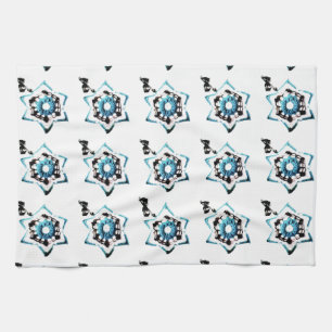 Teal Flowers Tea Towel