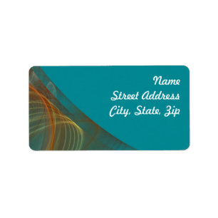 Teal Fractal Background Address Sticker