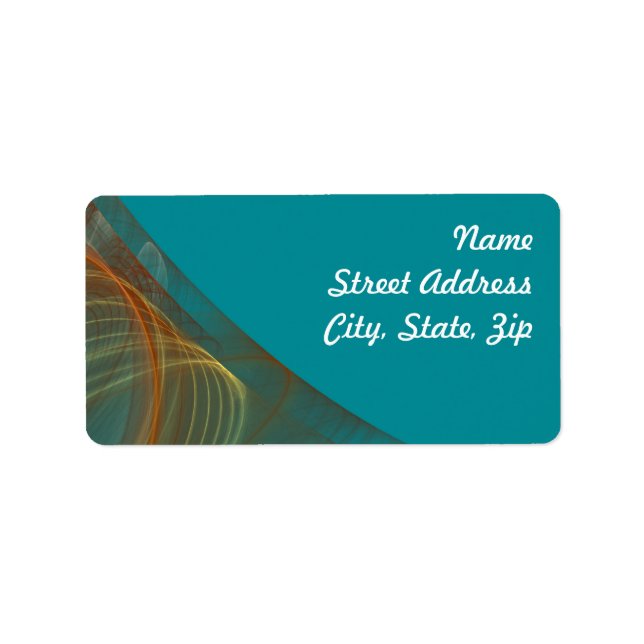 Teal Fractal Background Address Sticker (Front)
