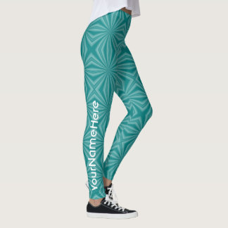 Teal Fractal Design Leggings