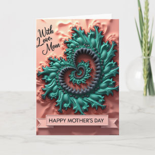 Teal Fractal Mothers Day Card
