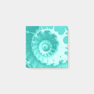 Teal Fractal Spiral 3x3 Post-it Notes