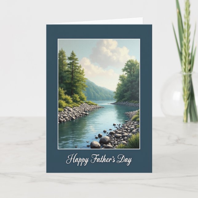 Teal Framed Fathers Day Scene Card (Front)