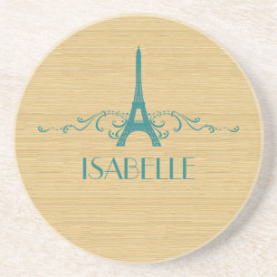 Teal French Flourish Coaster