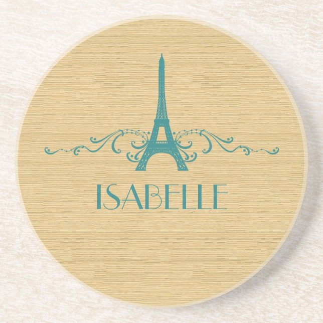 Teal French Flourish Coaster (Front)