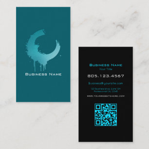Teal Front with White-Teal Gradient Swirl Business Card