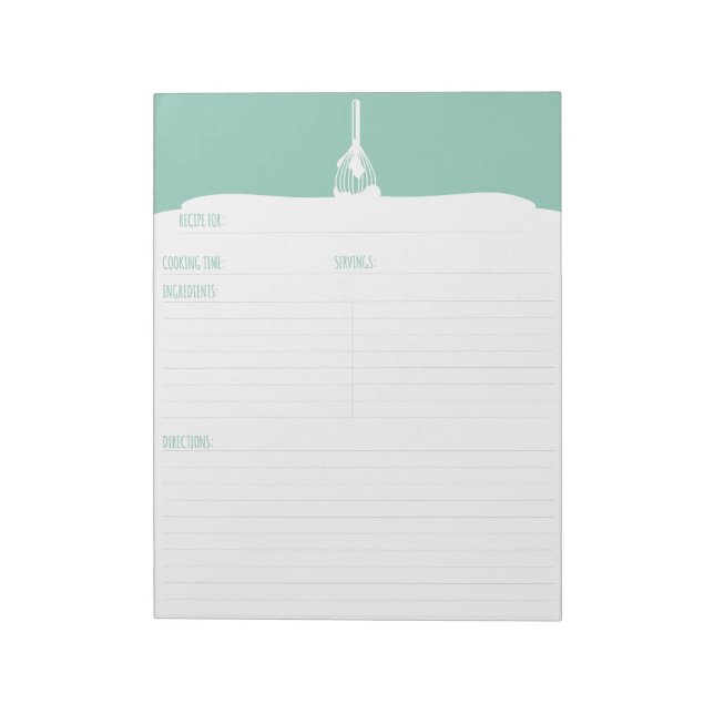 Teal Frosting Baking Recipe Notepad (Rotated)