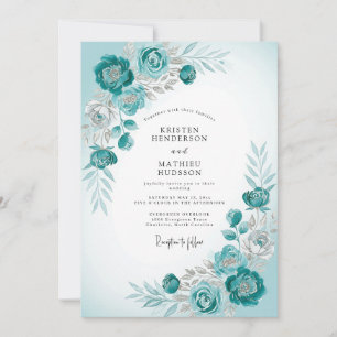 Teal Frosty Winter Wedding Invitation