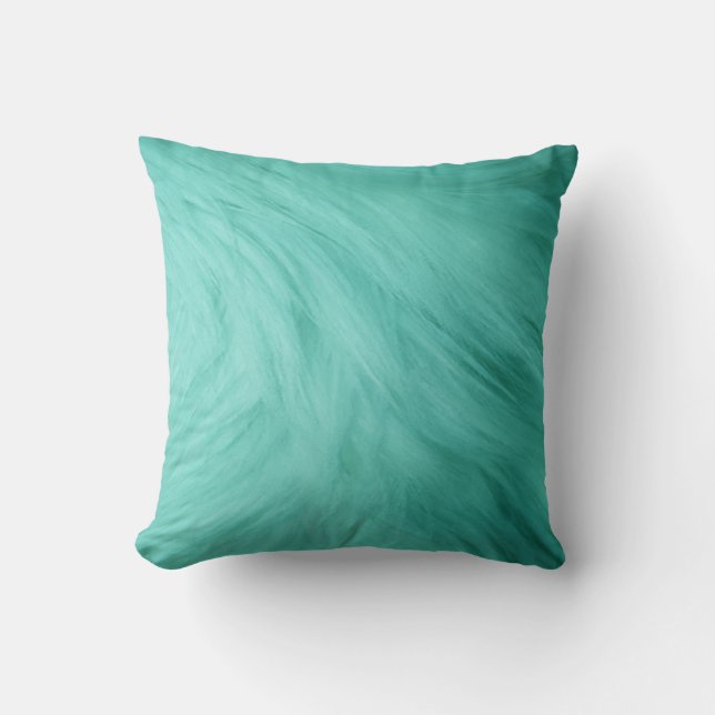 Teal Fur Print Pillow (Front)