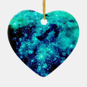 Teal Galaxy Ceramic Tree Decoration