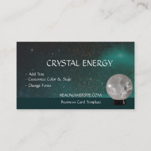 Teal Galaxy Healing Crystal Ball Business Card