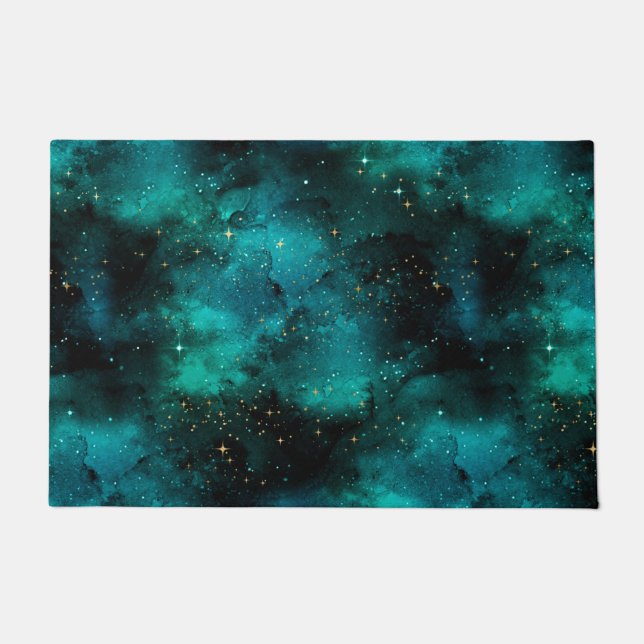 Teal Galaxy Series Design 1  Doormat (Front)